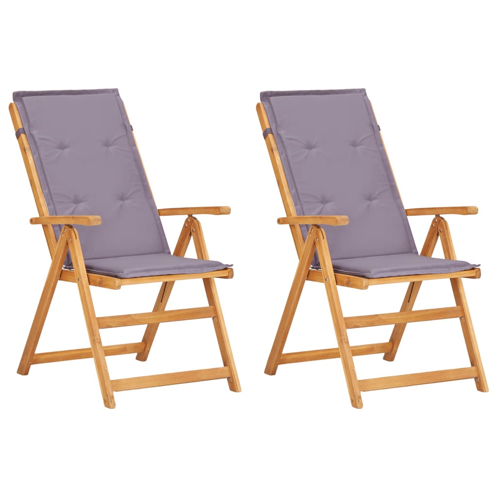 vidaXL Outdoor Recliner Chairs 2 Pcs Patio Reclining Chair Solid Wood Acacia