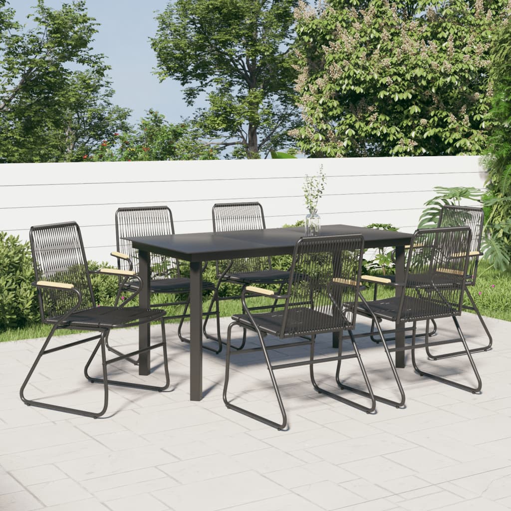 vidaXL 5 Piece Patio Dining Set Black PVC Rattan