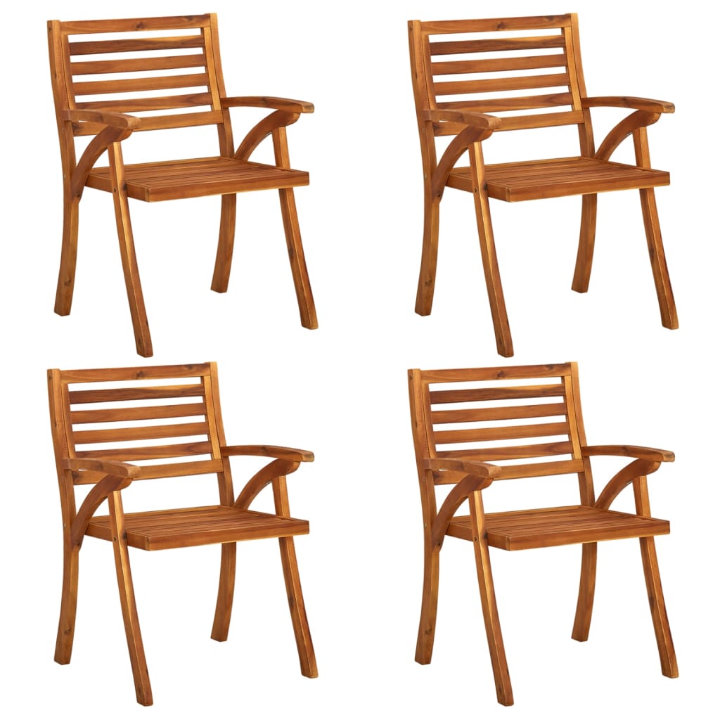 vidaXL Patio Chairs Outdoor Patio Dining Chair with Armrest Solid Wood Acacia