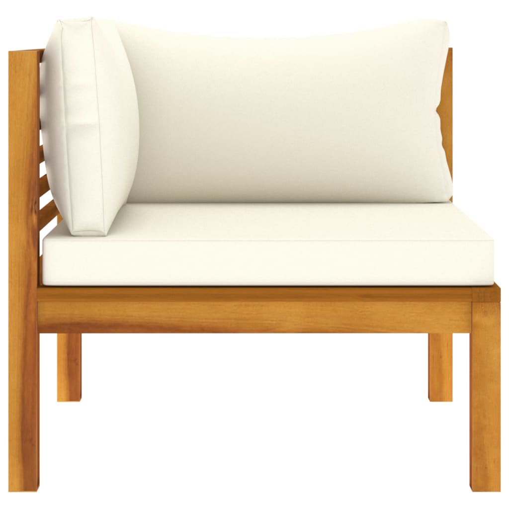vidaXL Sectional Corner Sofa with Cream White Cushion Acacia Wood