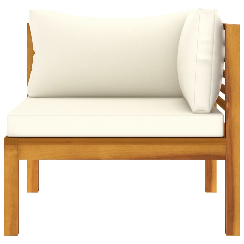 vidaXL Sectional Corner Sofa with Cream White Cushion Acacia Wood