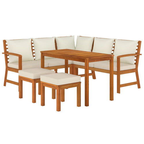 vidaXL 6 Piece Patio Dining Set with Cushions Solid Wood Acacia