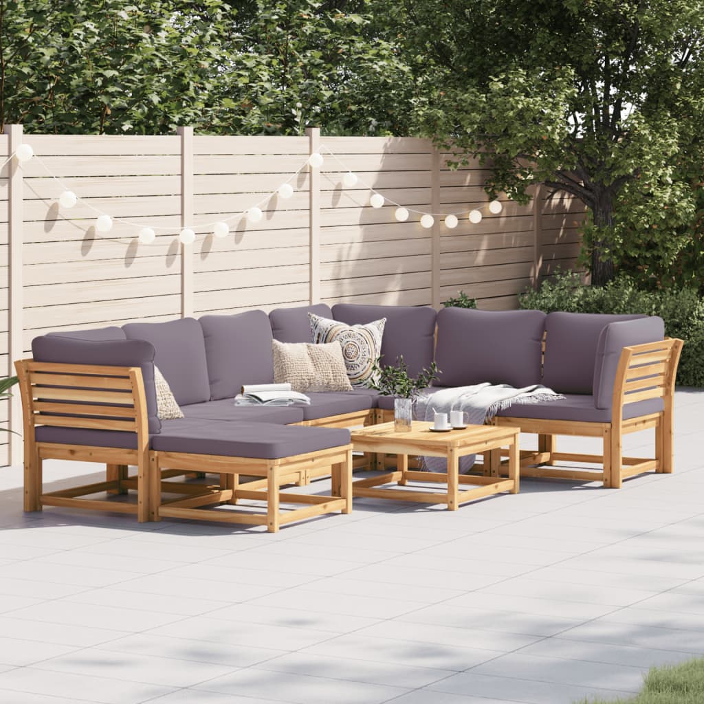 vidaXL 8 Piece Patio Lounge Set with Cushions Solid Wood Acacia