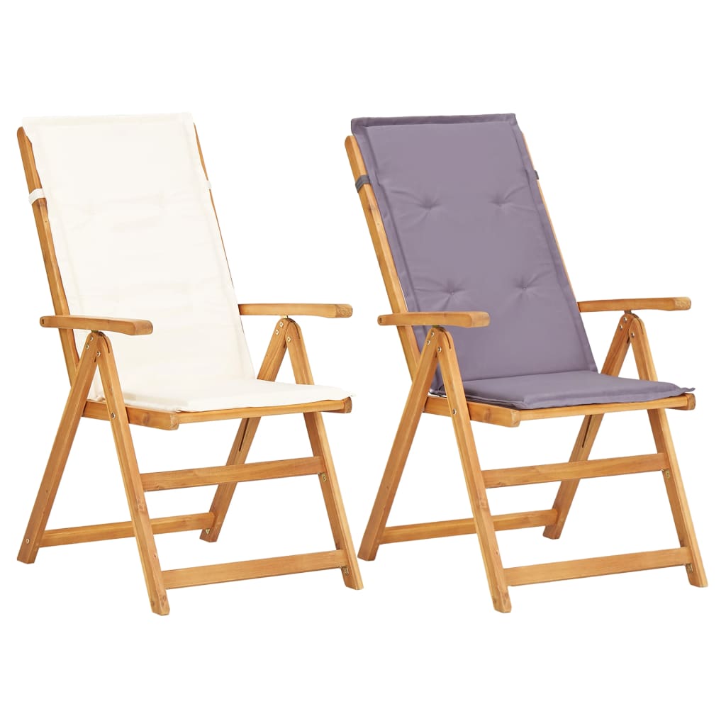 vidaXL Outdoor Recliner Chairs 2 Pcs Patio Reclining Chair Solid Wood Acacia