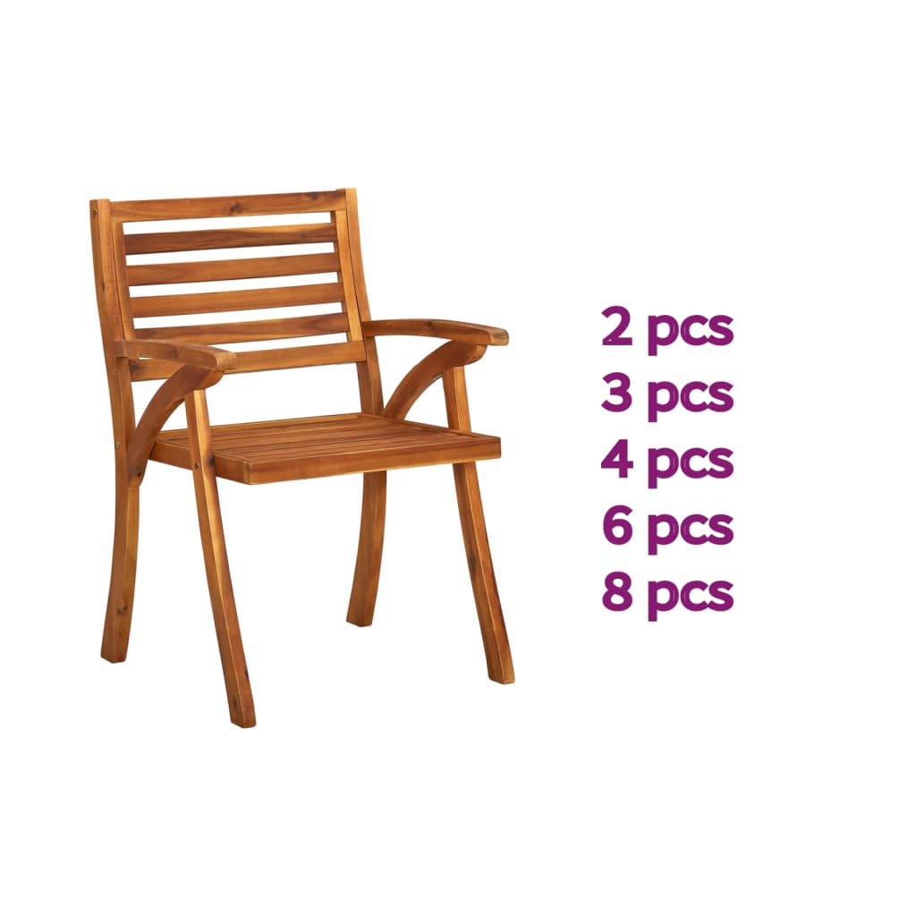 vidaXL Patio Chairs Outdoor Patio Dining Chair with Armrest Solid Wood Acacia