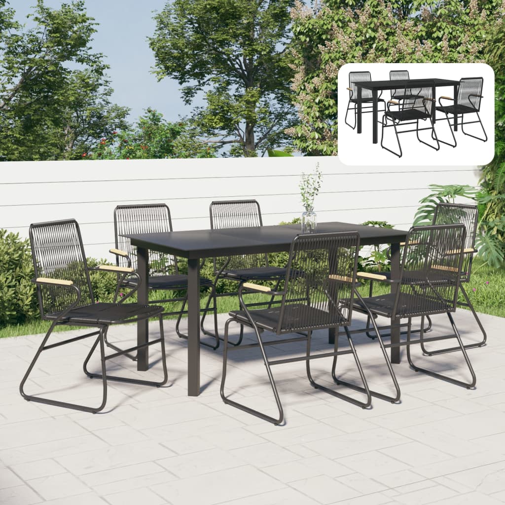 vidaXL 5 Piece Patio Dining Set Black PVC Rattan